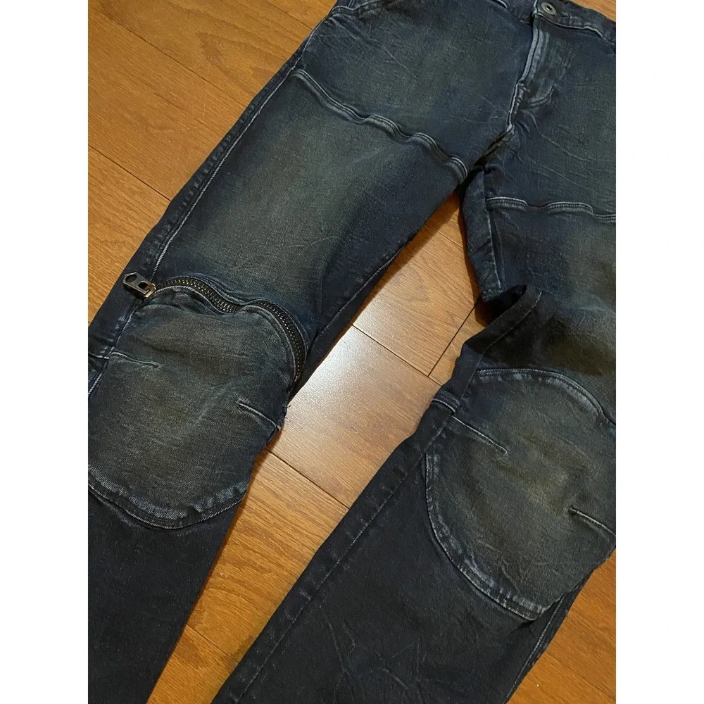 G Star Raw 5620 3D Zip Knee Skinny Jeans Mens 33x32 (32x32) Blue Stretch Denim